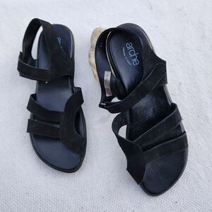 Arche strappy suede comfort sandals black